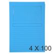 Exacompta Super 160 - 4 Paquets de 100 Chemises à fenêtre - 160 gr - bleu vif