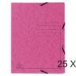 Exacompta - 25 Chemises à 3 rabats imprimées - A4 - rose