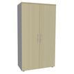 Armoire haute IRIS - H180 x L80 x P47 - 2 portes - Corps aluminium - Dessus et portes imitation Erable