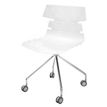 3700339877164-Chaise JUNE - pieds métal avec roulette - coque blanche--0