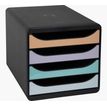 Exacompta BigBox - Module de classement 4 tiroirs - noir/pastel glossy