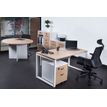 Bureau droit MT1 Elégance - L160 x P67 x H75 cm - pieds blancs - plateau imitation hêtre