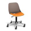 Chaise PALM - coque taupe - assise mandarine - base chromé