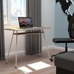 0000006695682-EasyHome - Bureau télétravail LV1 100 cm - avec tablette - noyer - pieds blancs--4