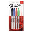 Sharpie - Pack de 4 marqueurs permanents - couleurs assorties - pointe fine