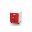 Caisson mobile - 3 tiroirs - L41xP50xH52,2 cm - structure blanche, façade rouge