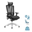 3760185020060-Fauteuil de bureau VASEAT - accoudoirs réglables - appui-tête intégré - assise en tissu - noir--0