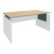 Bureau INEO JET UP Bureau Vallée - Réglable en hauteur - L120 x H74/78/82 x P80 cm - Pieds blanc - plateau chêne clair - Entretoise Bleue