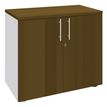 Armoire basse EXPRIM/LOFTER/LEVEL - H72 x L80 x P47 - 2 portes - Corps Blanc perle - Dessus et portes imitation noyer