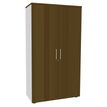 Armoire haute EXPRIM/LOFTER/LEVEL - H180 x L80 x P47 - 2 portes - Corps Blanc perle - Dessus et portes imitation noyer