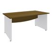 3253310362338-Bureau droit DUAL - L80 - Pieds blanc - plateau imitation noyer--0