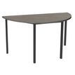 Table de réunion Demi-lune - 120 x 60 cm - Pieds carrés aluminium - imitation chêne gris