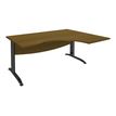 Bureau compact à droite IDRA - L180 cm - Pied anthracite - plateau imitation noyer (Pieds de renfort obligatoire à rajouter - non inclus)