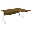 Bureau compact à droite IDRA - L180 cm - Pied blanc - plateau imitation noyer (Pieds de renfort obligatoire à rajouter - non inclus)