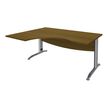 Bureau compact à gauche IDRA - L180 cm - Pied alu - plateau imitation noyer (Pieds de renfort obligatoire à rajouter - non inclus)
