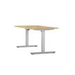 Bureau électrique AXEL -  bureau assis/debout  - L180 cm - plateau imitation chêne clair - pieds gris