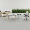 3617350004076-Bureau manager ROBIN - L200 x P100 cm - avec console retour à gauche L120 x P43,2 cm - plateau blanc - pieds--1