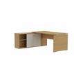 Bureau manager MOKA - L182 x P160 cm - avec console retour - plateau droit - imitation chêne clair
