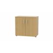 Armoire basse MOKA - 2 portes - L80 x P43,2 x H73,5 cm - imitation chêne clair - poignées gris aluminium