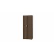 Armoire haute MOKA - 2 portes - L80 x P43,2 x H202,1 cm - imitation noyer brun - poignées gris aluminium