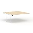 Bureau Bench CONECT - plan suivant - L140 x P165 cm - plateau imitation chêne clair - pieds blancs