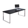 Bureau Manager FLORA - L210 x P90 cm - pieds cadre en métal effet chromé - plateau imitation frêne noir