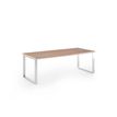 Bureau Manager FLORA - L210 x P90 cm - pieds cadre en métal effet chromé - plateau imitation merisier arabis