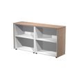 Armoire basse double Flora - L162,8xP43xH81,4 cm - 2 étagères - merisier arabis