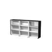 Armoire mi-haute triple Flora - L242,8xP43xH119,8 cm - 6 étagères - frêne noir