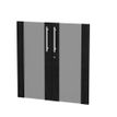 Jeu de 2 portes vitrées - pour bibliothèque 2 étagères FLORA - L80 x H77 cm - imitation frêne noir