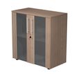 Armoire basse Flora - L82,8xP43xH81,4 cm - portes vitrées - 1 étagère - merisier arabis
