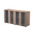 Armoire basse double Flora - L162,8xP43xH81,4 cm - portes vitrées - 2 étagères - merisier arabis