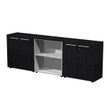 Armoire basse triple Flora - L243xP43xH81,4 cm - 4 portes mélaminés - 3 étagères - frêne noir