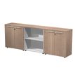Armoire basse triple Flora - L243xP43xH81,4 cm - 4 portes mélaminés - 3 étagères - merisier arabis