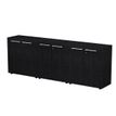 Armoire basse triple Flora - L243xP43xH81,4 cm - 6 portes mélaminés - 3 étagères - frêne noir