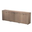 Armoire basse triple Flora - L243xP43xH81,4 cm - 6 portes mélaminés - 3 étagères - merisier arabis
