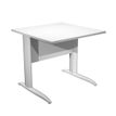 Bureau droit Trend - L80 - Pieds métals - plateau blanc - pied alu