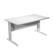 Bureau droit Trend - L140 - Pieds métals - plateau blanc - pied alu