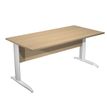 7331920000836-Bureau droit Trend - L160 - Pieds métals - plateau imitation chêne - pied alu--0