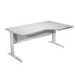 7331920001031-Bureau compact Trend - L160 cm - retour à droite - Pieds métals - plateau gris - (pied de renfort obligatoire à rajou--0