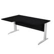 7331920001093-Bureau compact Trend - L160 cm - retour à gauche - Pieds métals - plateau imitation frêne noir - (pied de renfort obligatoire à rajou--0