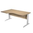 7331920001116-Bureau compact Trend - L160 cm - retour à gauche - Pieds métals - plateau imitation chêne - (pied de renfort obligatoire à rajou--0
