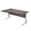 7331920001123-Bureau compact Trend - L160 cm - retour à gauche - Pieds métals - plateau imitation frêne Toscan - (pied de renfort obligatoire à rajou--0