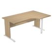 7331920001321-Bureau compact Trend - retour à droite avec pieds bois en L + pied de renfort - L160 - plateau imitati--0