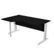 7331920001512-Bureau compact Trend - L160 cm - retour à gauche - Pieds métals - plateau imitation frêne noir--0