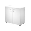 Bibliothèque basse Trend - L80xP35xH72 cm - 2 portes en mélaminé avec serrure - blanc
