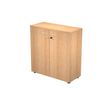 Bibliothèque basse Trend - L80xP35xH72 cm - 2 portes en mélaminé avec serrure - imitation hêtre