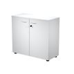 7331920002144-Bibliothèque basse Trend - L80xP35xH72 cm - 2 portes en mélaminé avec serrure - gris--0