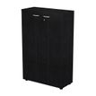 7331920002205-Bibliothèque mi-haute Trend - L80xP35xH120 cm - 2 portes en mélaminé avec serrure - imitation frêne--0
