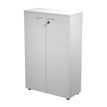 7331920002212-Bibliothèque mi-haute Trend - L80xP35xH120 cm - 2 portes en mélaminé avec serrure - gris--0